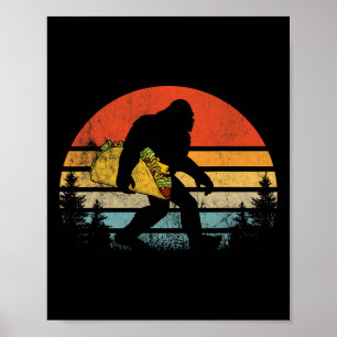 Poster Retro Bigfoot transportant Taco Drôle Cinco De May