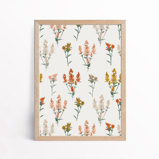 Poster Retro Bohemian Wildflower Botanical Art