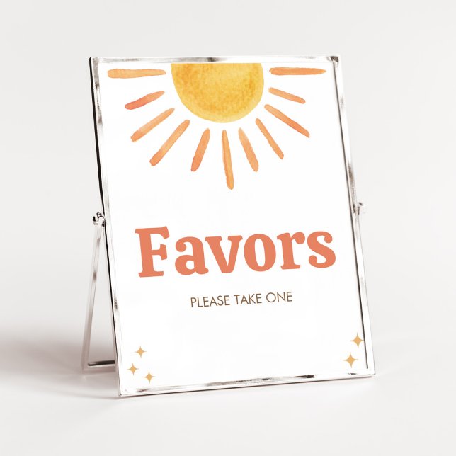 Poster Retro Boho Sunshine Baby shower Faveurs (Boy Boho Sunshine Baby Shower Favors Sign)