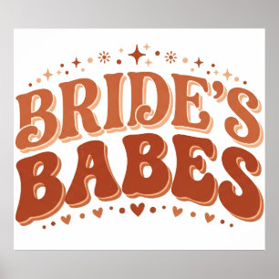 Poster Retro Bride's Babes Terracotta Enterrement de Vie
