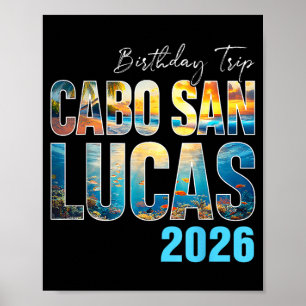Poster Retro Cabo San Lucas 2026 Voyage d'anniversaire Fa
