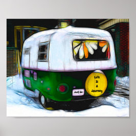 Poster Retro Camper Hippie Life Est Un Voyage Juste Aller