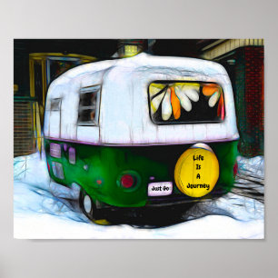 Poster Retro Camper Hippie Life Est Un Voyage Juste Aller