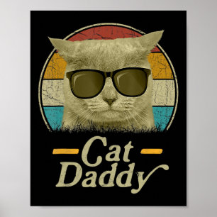 Poster Retro Cat Daddy 80s 90s Style Cat Retro Cat Sungle