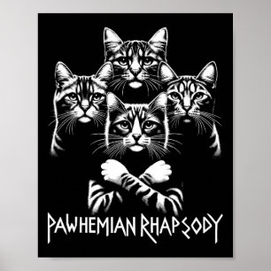 Poster Retro Cat Rock Music Concert Band Men Kids Women F