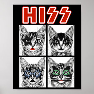 Poster Retro Cat Rock Music Concert Band Men Kids Women F