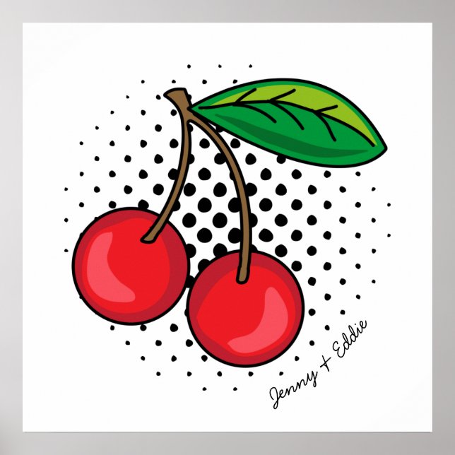 Poster Retro Cherries Comédie Livre Alimentation Pop Art  (Devant)