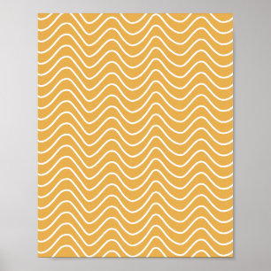 Poster Retro Chevron Motif Jaune Zigzag