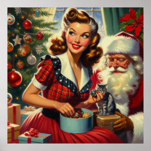 Poster Retro Christmas Girl