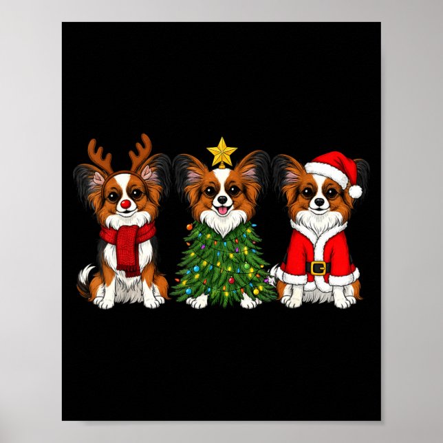 Poster Retro Christmas Pallon Dog Lover Santa Reindeer  (Devant)