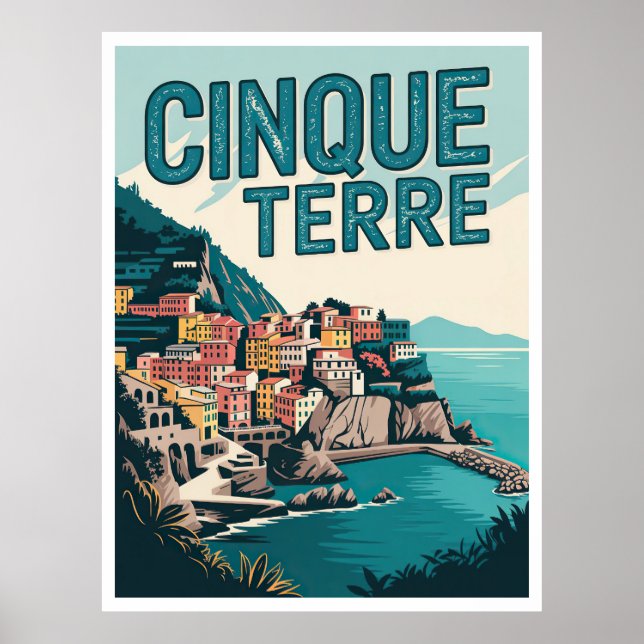 Poster Retro Cinque Terre Randonnée Design Cadeau (Devant)