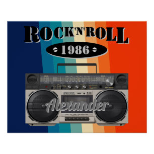 Poster Retro classique boite à boum rock n roll musique v