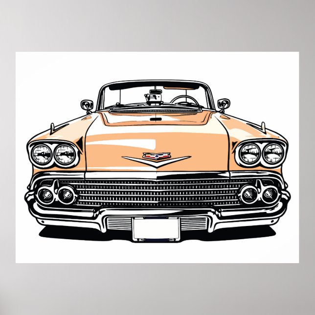 Poster Rétro Classique Cabriolet Avant Pop Art (Devant)