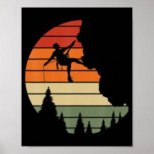 Poster Retro Cliff Rock Escalade Mountain Climber Mountai