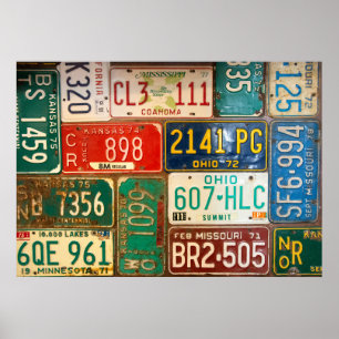 Poster rétro collection rouillée de plaque minéralogique