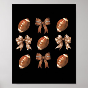 Poster Retro Coquette Bow Football Américain Thankgiving