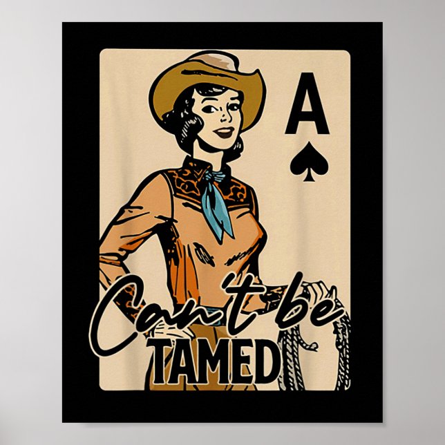 Poster Retro Cowgirl Card Can't Be Tamed Western Country  (Devant)