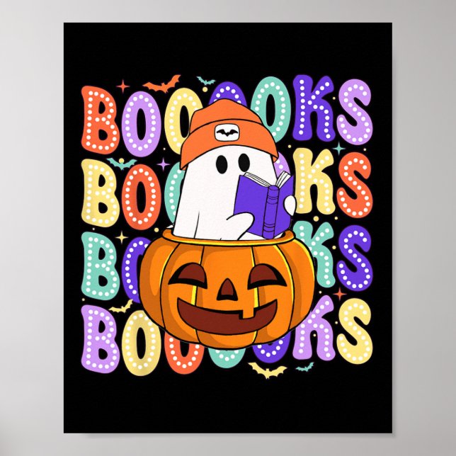 Poster Retro Cute Ghost Enseignant Halloween Librairie Li (Devant)