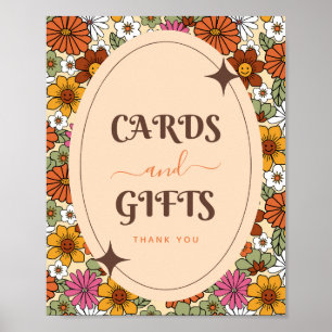 Poster Retro Daisy Floral Super Hippie Cartes & Cadeaux