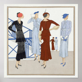 Poster Retro Dames Casquettes talons en attente Fashion S
