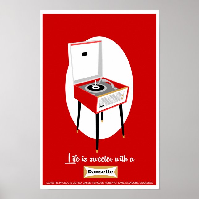 Poster Retro Dansette rouge lecteur de disques Pop Art po (Devant)