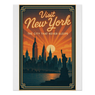 Poster Rétro de New York Skyline