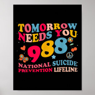 Poster Retro Demain A Besoin De Vous 988 Prévention Du Su