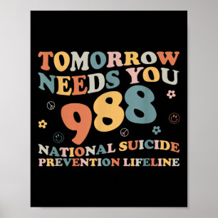 Poster Retro Demain A Besoin De Vous 988 Prévention Du Su