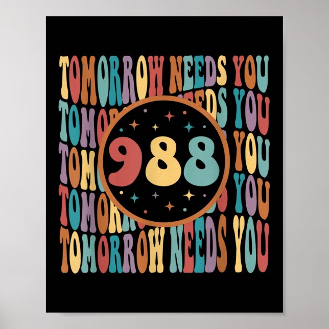 Poster Retro Demain a besoin de vous soleil 988 Suicide P (Devant)