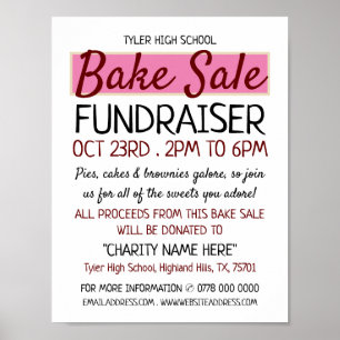 Poster Retro Design, Charity Bake Sale Publicité d'événem