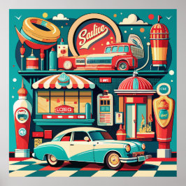 Poster Retro Diner Americana