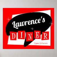 Retro Diner Rouge et Noir Starburst Cuisine person