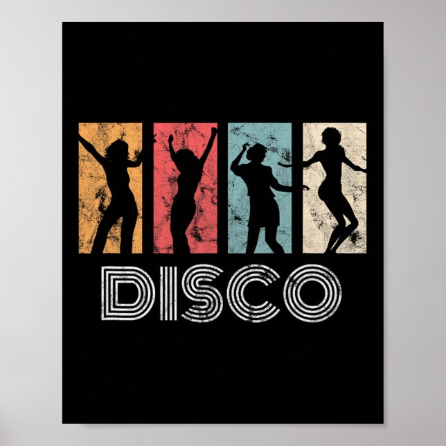 Poster Retro Disco Dance les années 70 danseuse de fête d (Devant)