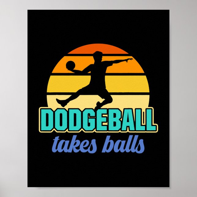 Poster Retro Dodgeball prend des boules Dodgeball joueur (Devant)