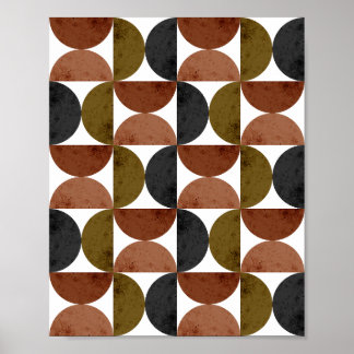Poster Retro Earth Tone Geometric Half-Moon