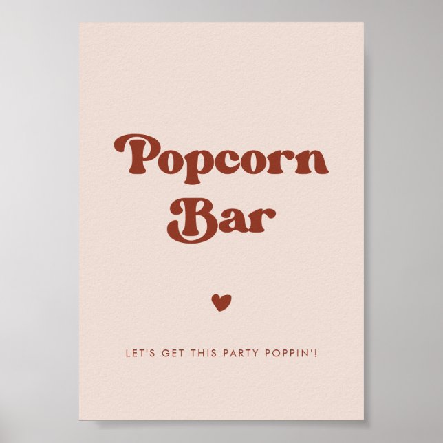 Poster Retro élégant Peach Pink Mariage Panneau de la bar (Devant)