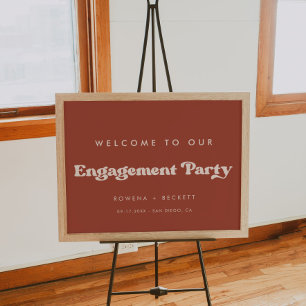 Poster Retro élégant Terracotta Engagement bienvenue