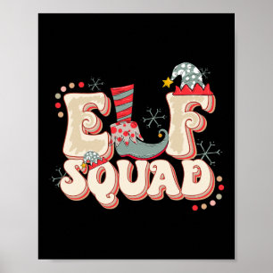 Poster Retro Elf Squad Noël Correspondant Famille Amusant