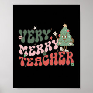 Poster Retro enseignant Noël Très Joyeux enseignant