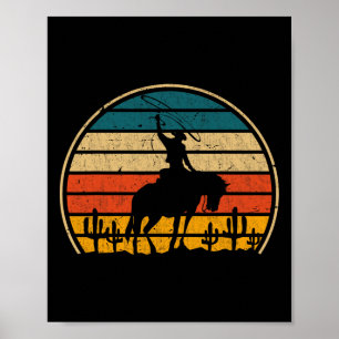 Poster Rétro équitation Rodéo Western Country Cowbo