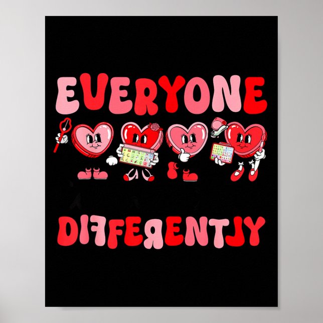 Poster Retro Everyone Communicates Differently Autism Val (Devant)