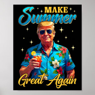 Poster Rétro Faire à nouveau l'été grand Donald Trump Été