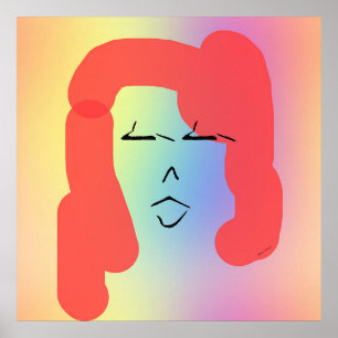 Poster Rétro Femme Avec Cheveux Rouge