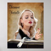 Retro Femme Fatale Diva - Fumer et les armes à feu