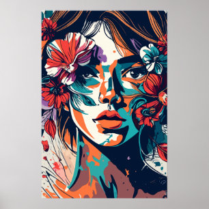 POSTER RETRO FLORAL DREAMY FILLE