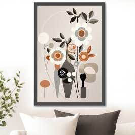 Poster Retro Floral Mid Century Art Moderne Imprimé Mur