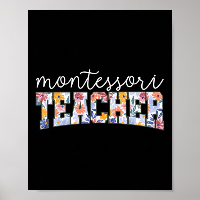 Poster Retro Floral Montessori Teacher Instructor Educato (Devant)