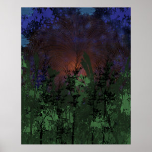 Poster Retro Forest Sunset