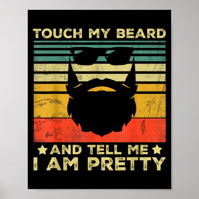 Poster Retro Funny Beard Quote Gift For Bearded Men And L (Devant)