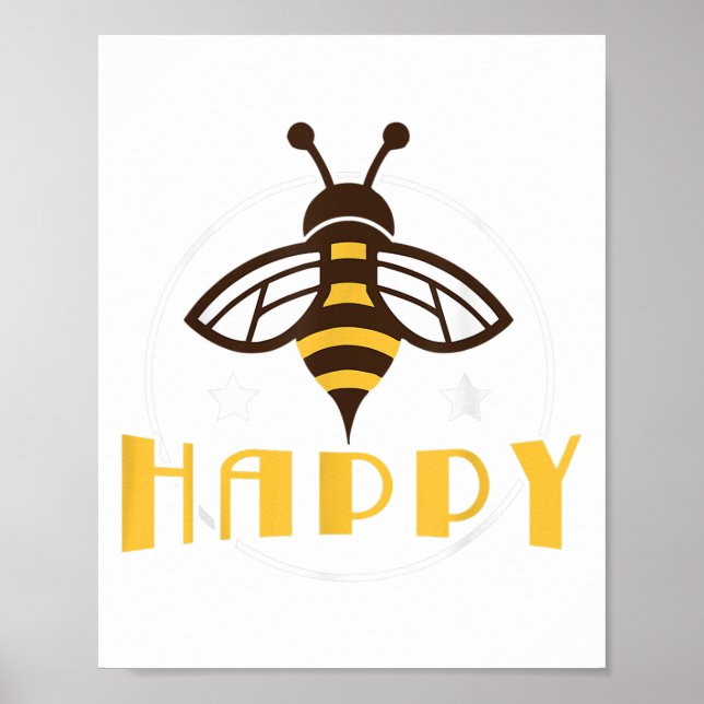 Poster Retro Funny Bee Happy - Bumblebee Citation Positiv (Devant)